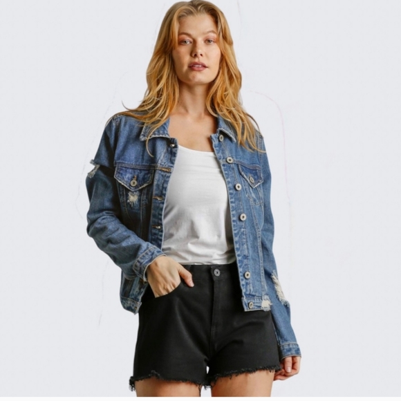 New distressed star denim jacket - Picture 7 of 12